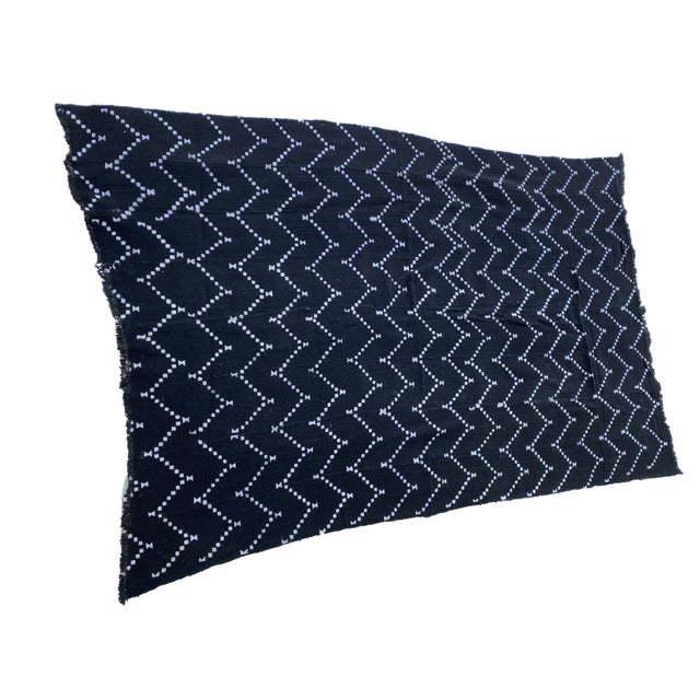 African African Black and White Mud Cloth Textile Mali 40" by 69" For Sale - Image 3 of 5