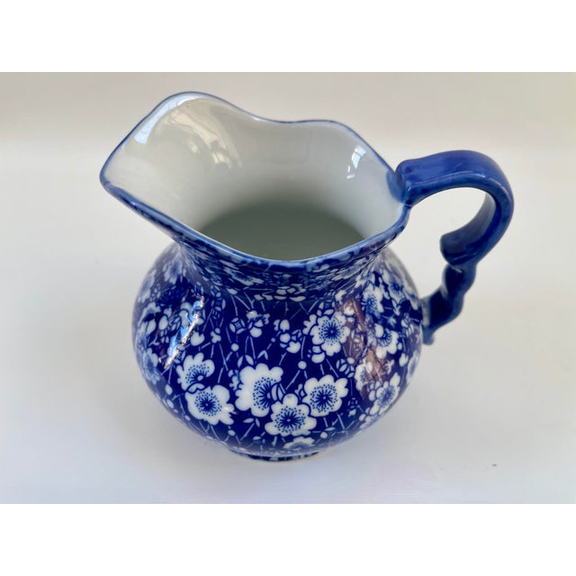 1940s Vintage English Victoria Ware Ironstone Blue & White Pitcher For Sale - Image 5 of 8