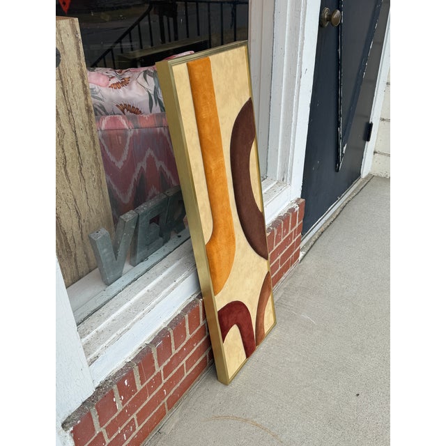 Mid Century Geometric Suede 3d Art For Sale - Image 4 of 9