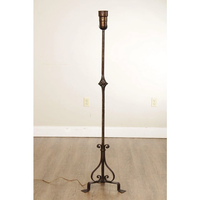 Gothic Style Wrought Iron Torchiere Floor Lamp For Sale - Image 4 of 12