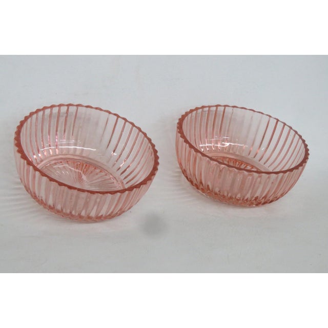 1930s Anchor Hocking Queen Mary Pair of 2 Berry Bowls Pink Depression Era Glass For Sale - Image 11 of 12