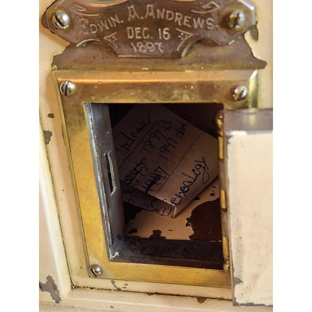 Rare 1897 Custom Cast Iron Safe Bank Engraved Plaque Brass Door Provenance Bertoia 8.6lb For Sale - Image 15 of 18