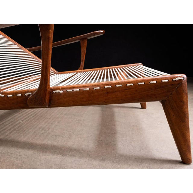 Brazilian Modern Chaise Lounge in Caviúna Wood & Fabric by Pierre Weckx, Brazil, 1950s — Lot 573A For Sale - Image 14 of 17