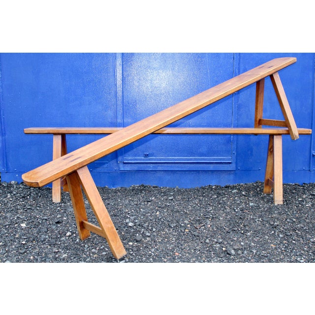 Antique French Cherry Wood Bench, 1800s For Sale - Image 3 of 7