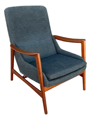 1950s Vintage Mid Century Danish Modern All Original Teak Lounge Chair 250 From Rastad & Relling
