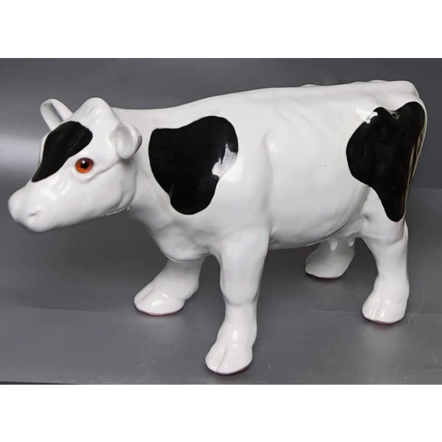 Large Vintage Artisanal California Pottery Dairy Cow For Sale In Los Angeles - Image 6 of 9
