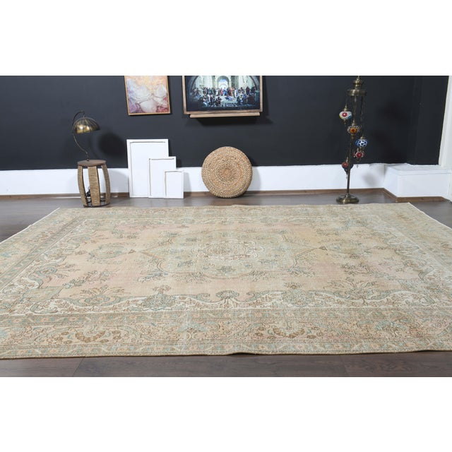 1970s Vintage Persian Handmade Wool Cotton Orange Area Rug For Sale - Image 11 of 11