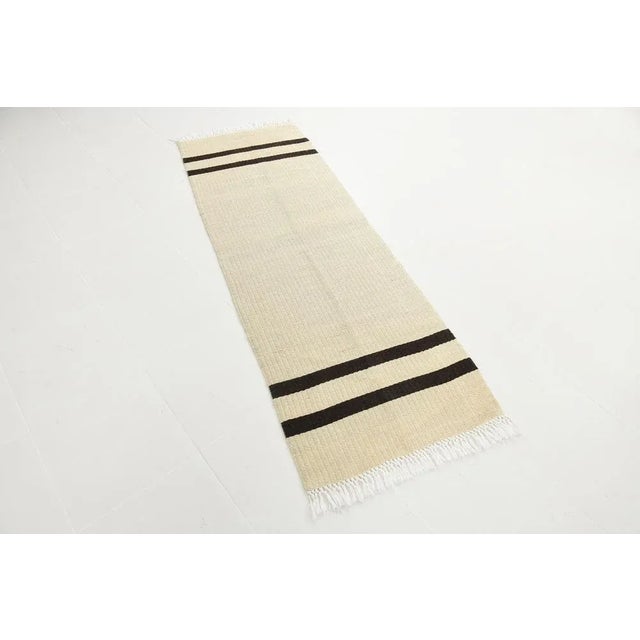 Beige Striped Hemp Runner Rug For Sale - Image 4 of 14