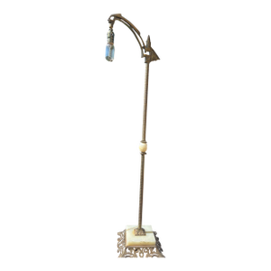 1930s Art Deco Floor Lamp With Onyx Trim and Edison Bulb