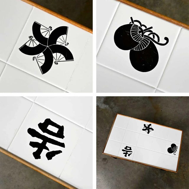 White Vintage Rattan Campaign Style Ficks Reed Far Horizons Collection End Table W/Tile Top by John Wisner For Sale - Image 8 of 13