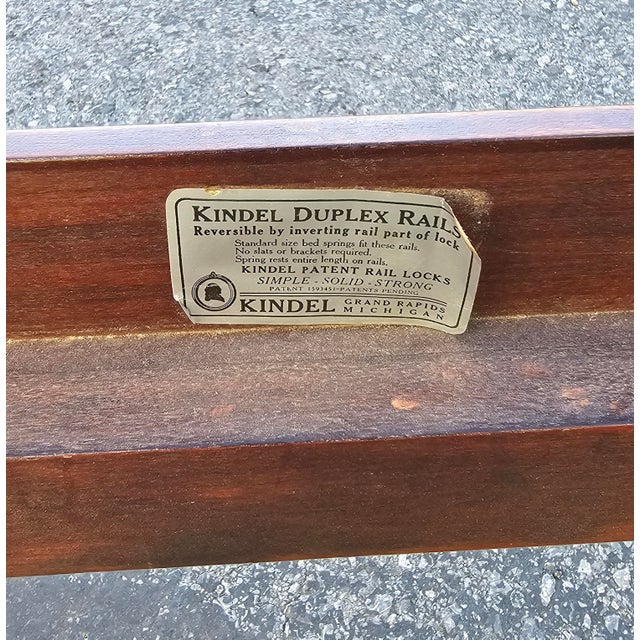 Pair Kindel Furniture Oxford Mahogany Lyre Twin Size Bedframes, Circa 1940s For Sale - Image 11 of 11