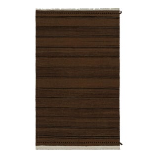 1950s Vintage Afghani Tribal Kilim Rug With Brown and Black Stripes For Sale