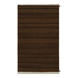 1950s Vintage Afghani Tribal Kilim Rug With Brown and Black Stripes
