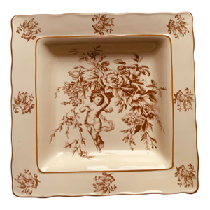 English Country Style Transferware Tray - Neoclassical Cherub With Summer Roses