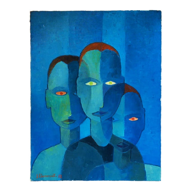 Portrait With Three Characters, Clemencet, 1972 For Sale