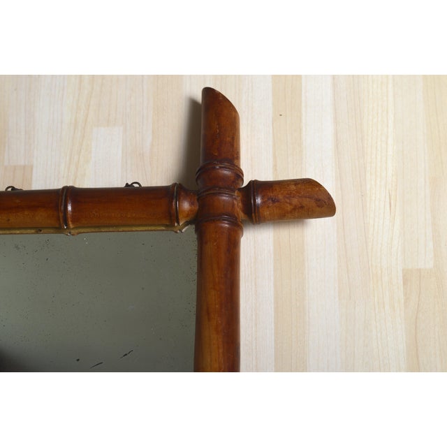 1920s Small French Style Wall Mirror in Faux Bamboo, 1920s For Sale - Image 5 of 9