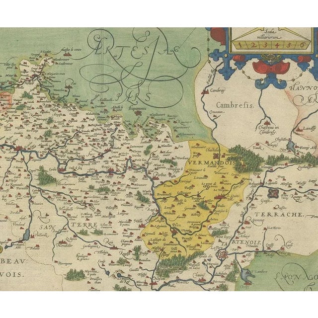 Antique Map of the Picardy Region of France by Ortelius, 1590 For Sale - Image 3 of 5
