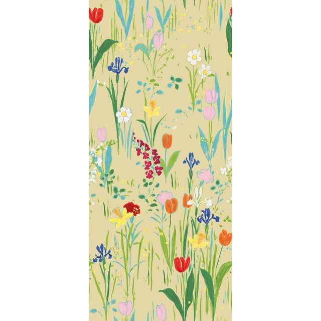 Art Deco Sample - Large Scale, Guermantes Wallpaper by Paule Marrot in Limeade For Sale - Image 3 of 3