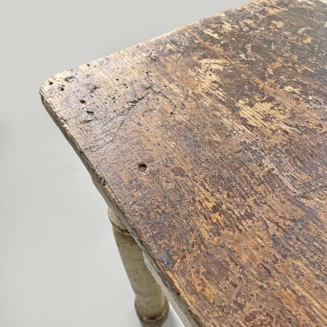 Wood Antique Italian White Painted Wooden Dining Table with Two Drawers, 1800s For Sale - Image 7 of 18