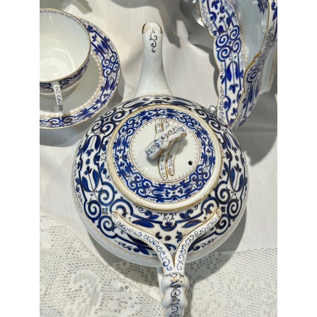 Blue Antique Austrian Porcelain 10 Pc Tea Set Cobalt Blue and Gold, Fischer & Mieg Pirkenhammer For Sale - Image 8 of 12