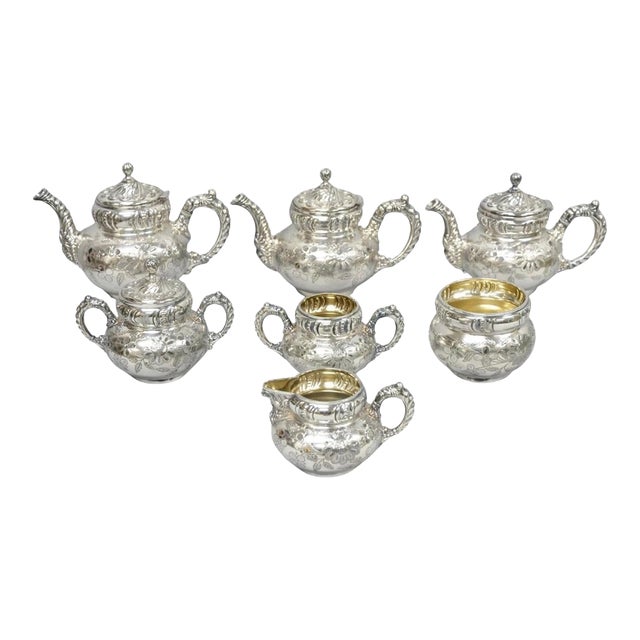 Antique Meriden B Co French Renaissance Silver Plated Figural Tea Set - 7 PCS For Sale