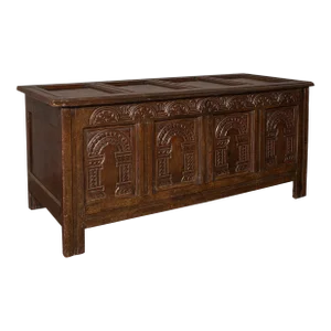 1700 Large Antique English Oak Coffer