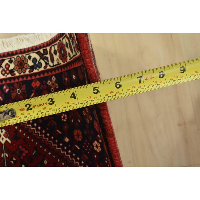 Abadeh Rug 3’7” X 5’3” Red Wool Vintage Tribal Hand-Knotted Oriental Carpet For Sale - Image 10 of 12