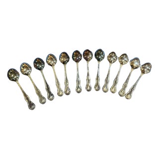 Large Silver-Plated Spoons in Russell Pattern by Mappin & Webb, Set of 12 For Sale