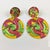 Contemporary Multicolor Red, Yellow and Green Lucite Disk Dangling Clip-on Earrings For Sale - Image 3 of 8