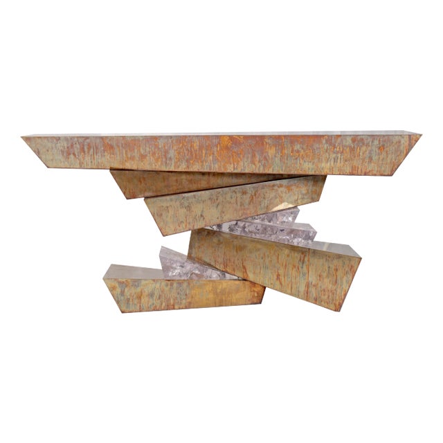 Plateau Console (tortoise Brass & Ice-resin) For Sale