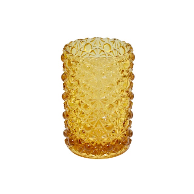 Viking Glass Company Viking Amber Glass Cylinder Vase For Sale - Image 4 of 4