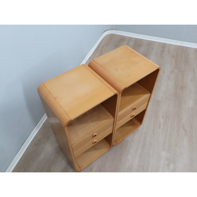 Tall Vintage Birch Wood Bedside Tables, 1970s, Set of 2 For Sale - Image 12 of 17
