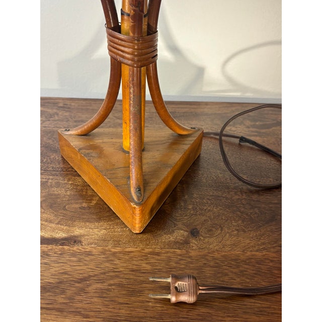 Tan Vintage Figural Bamboo Table Lamp, Coastal Italian Riviera Organic Modern For Sale - Image 8 of 8