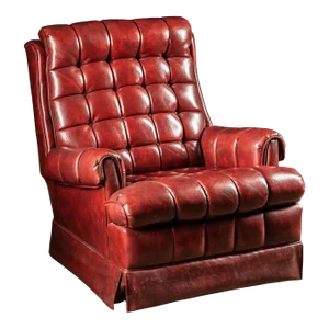 Vintage Tufted Leather Swivel Chair in Red