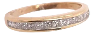 14 Karat Yellow Gold and Diamond Band / Wedding Ring 0.45 TDW, Size 7