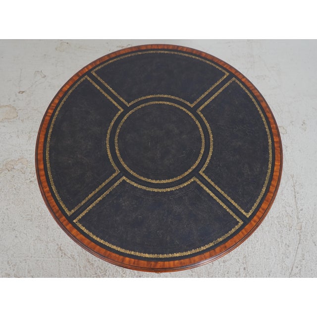 Traditional 1990s Maitland Smith Round Mahogany Leather Top Center Table For Sale - Image 3 of 18
