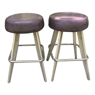 Space Age Modern Silver Color Bar Stools - a Pair For Sale