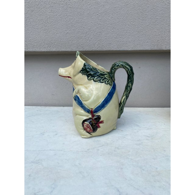Orchies Majolica Pig Pitcher Orchies, Circa 1900 For Sale - Image 4 of 8