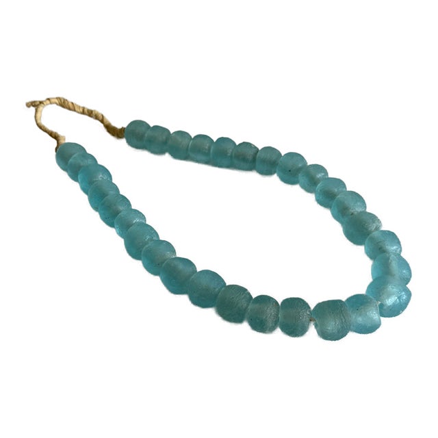 Vintage Aqua Recycled Glass Beads – Strand For Sale