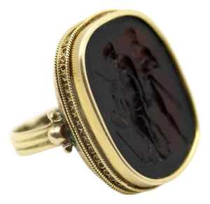 18th Century Georgian 18k Gold Hercules and Omphale Tassie Intaglio Ring, Size 6