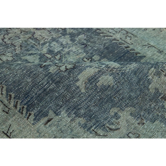 Textile Handmade Persian Overdyed Wool Rug in Gray With Floral Design For Sale - Image 7 of 8