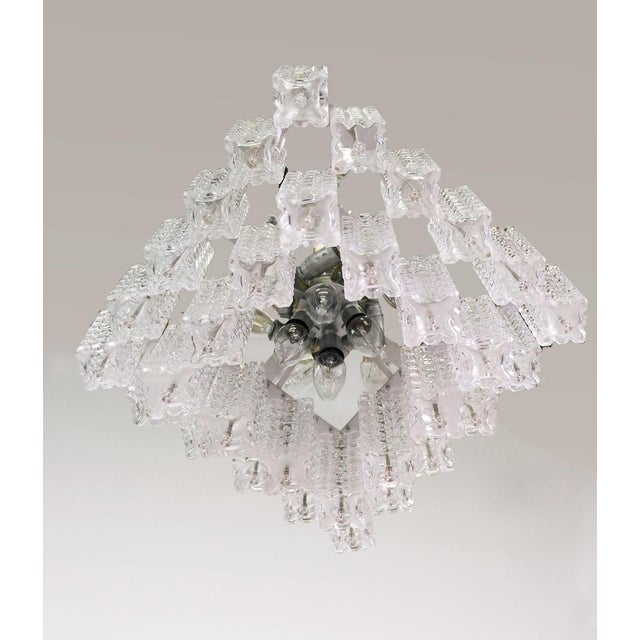 1960s Square Chandelier in Glass & Chrome from Austrolux, Vienna, 1960s For Sale - Image 5 of 9