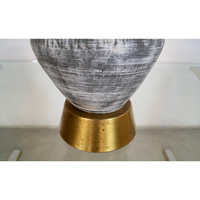 1960’s Mid-Century Modern Brutalist Ceramic & Brass Table Lamp For Sale - Image 9 of 12