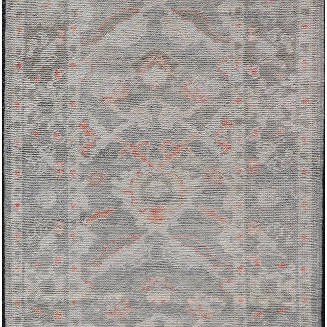 Measures: 3'0" x 5'11" All-Over Floral Design Turkish Oushak Rug in Soft Gray and Blush Tones. Keivan Woven Arts / rug...