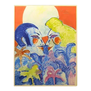 1980s Earl Linderman "Love in the Enchanted Garden" Signed Original Artwork