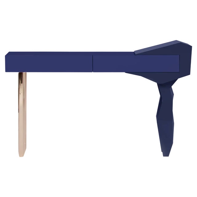 Blue and Brass Rockconsole by Royal Stranger For Sale
