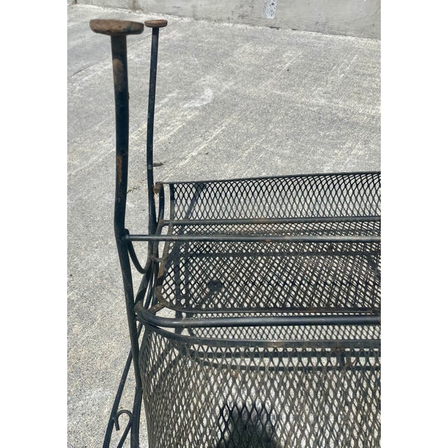 Black Mid 20th Century Woodard Grapevine Barrel Back Wrought Iron Bench Loveseat Grape Pattern For Sale - Image 8 of 12