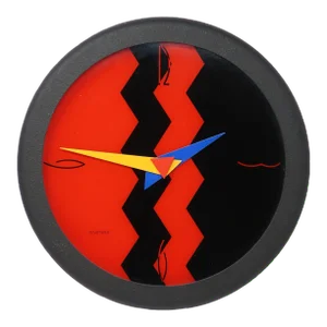 1980s Postmodern Black Empire Art Products Clock