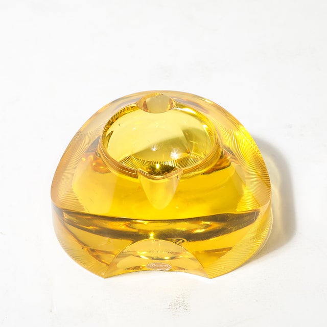 Mid-Century Modernist Citrine Crystal Ashtray Signed Moser For Sale - Image 10 of 17