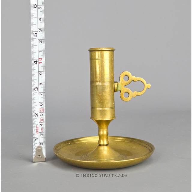 Antique Swedish Solid Brass Push-Up Candlestick Holder For Sale In Greenville, SC - Image 6 of 9